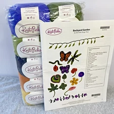 Knit Picks Yarn Kit- Backyard Garden - Lot of  10 Colors Wool- Pattern Included