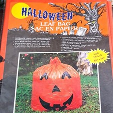 VTG Halloween Leaf Bag Giant Jack O Lantern P...