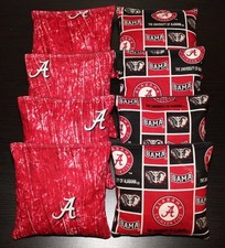 CORNHOLE BEANBAGS made w University of ALABAMA CRIMSON TIDE Fabric ACA Reg Bags