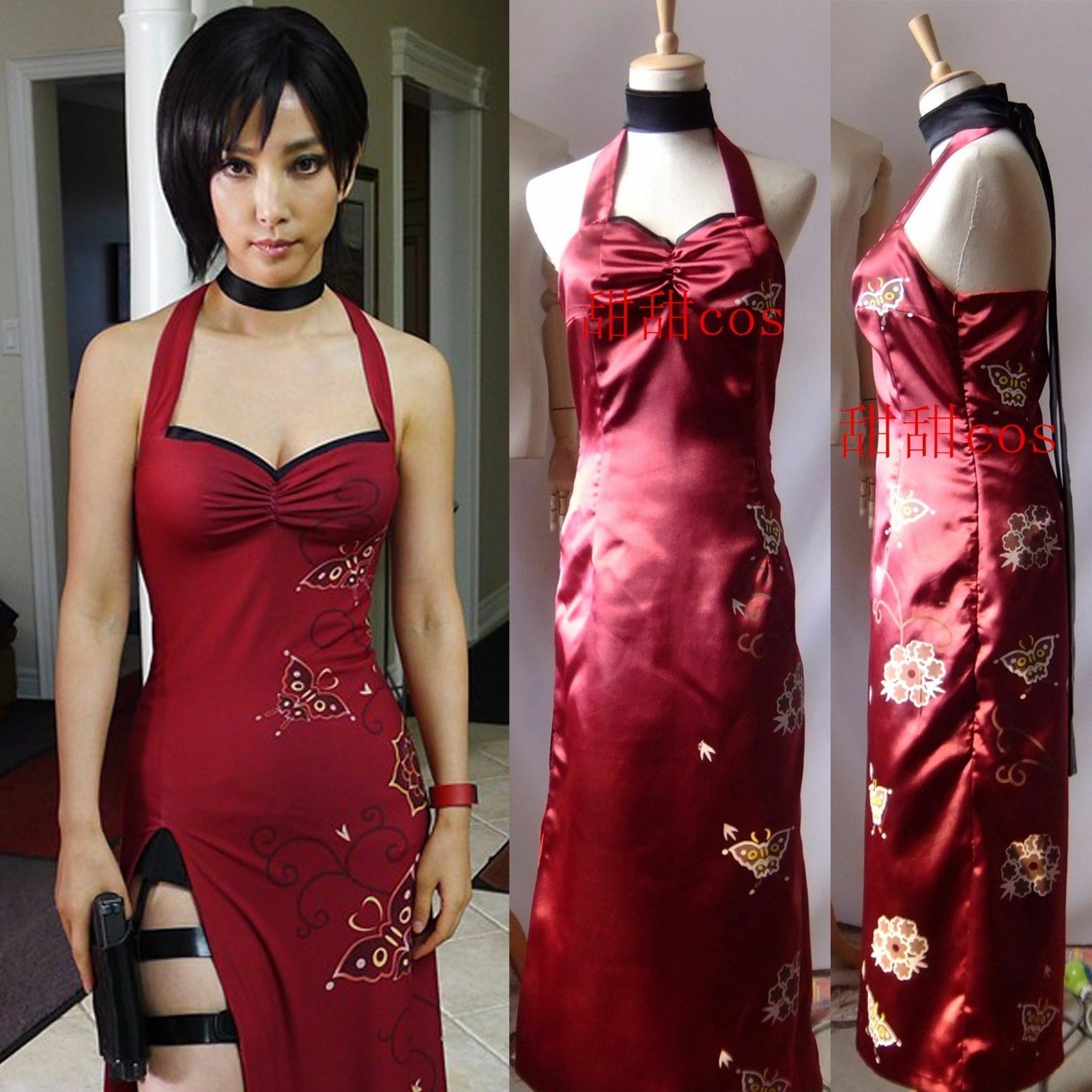 Hot Custom made Resident Evil 5 Ada Wong Chinese Red Robes Sexy Dress Movie  Cosplay Costume - AliExpress