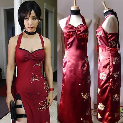 New! Resident Evil 5 Movie Ada wong Blue Dress Cosplay Costume 