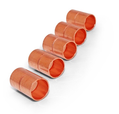 3/8" OD HVAC Copper Coupling with Rolled Stop, W01009 / C165-0002 , Pack of (5)