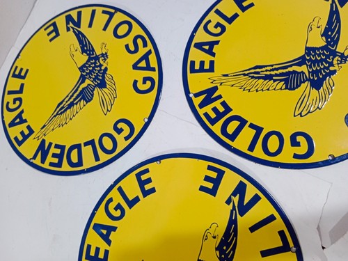 Golden Eagle Gasoline Porcelain Enamel Sign 12 x 12 Inches 1 Sided - Picture 3 of 5