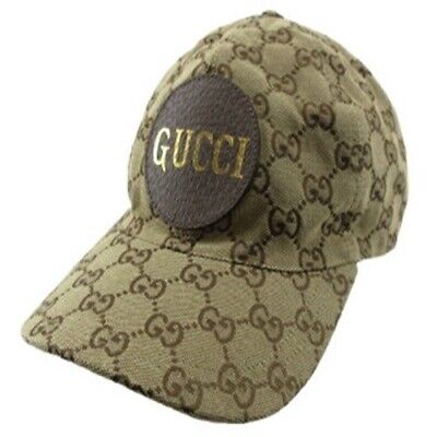 Authentic GUCCI gg canvas baseball cap 576253 leather patch Authentic GUCCI gg canvas baseball cap 576253 leather patch