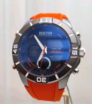 Neu Kenneth Cole Herrenuhr Dual Analog & Digital Alarm Timer Geschenk für ihn 