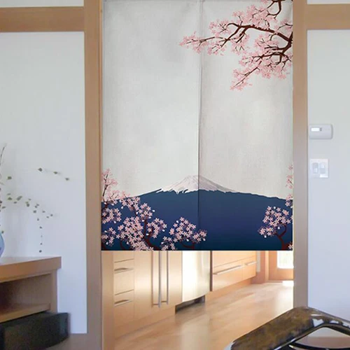 Japanese Style Door Curtain Screen Cotton Linen Noren Cherry Flower Room Divider - Bild 17 von 44