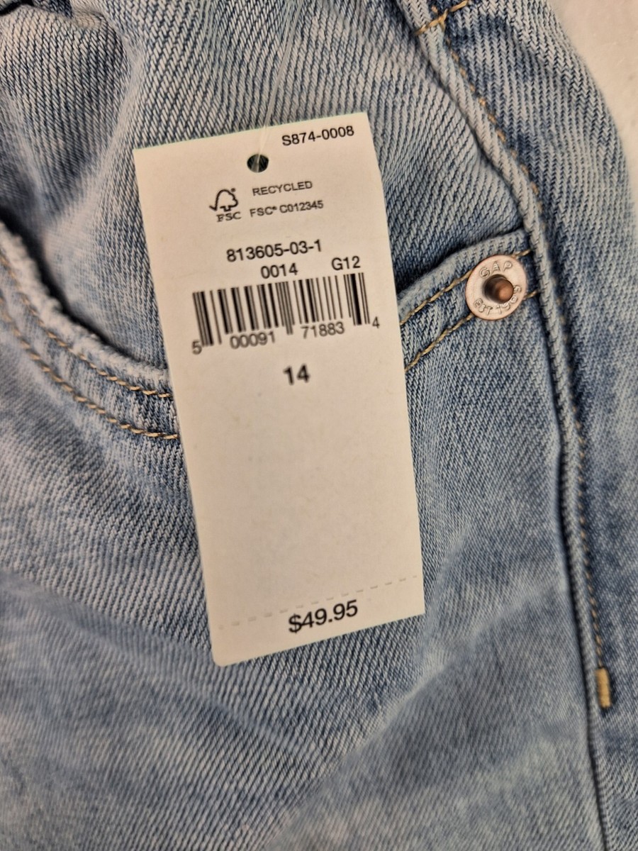 Yp専用 Gap Kids Girls sz 14 Light Blue Wash High Rise Barrel Jeans NWT