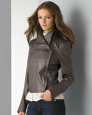 Heidi Klum By Jordache Motocross Leather Jacket Lambskin Zip Grey Size S $475