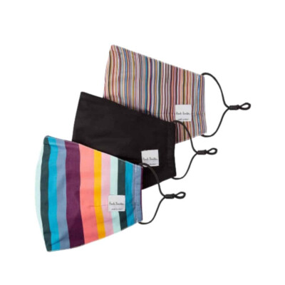 PAUL SMITH Herren Künstler Streifen 3er Pack Gesichtsmasken Medium 23 cm x 16,5 cm * VERPACKT