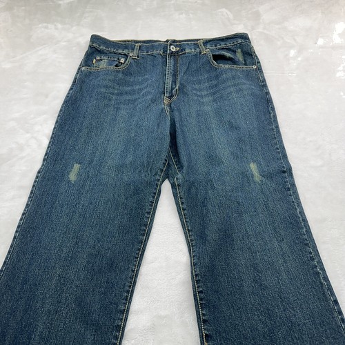 Parts Machine Clothing Company Jeans Mens 36x32 Blue Distressed Relaxed Straight