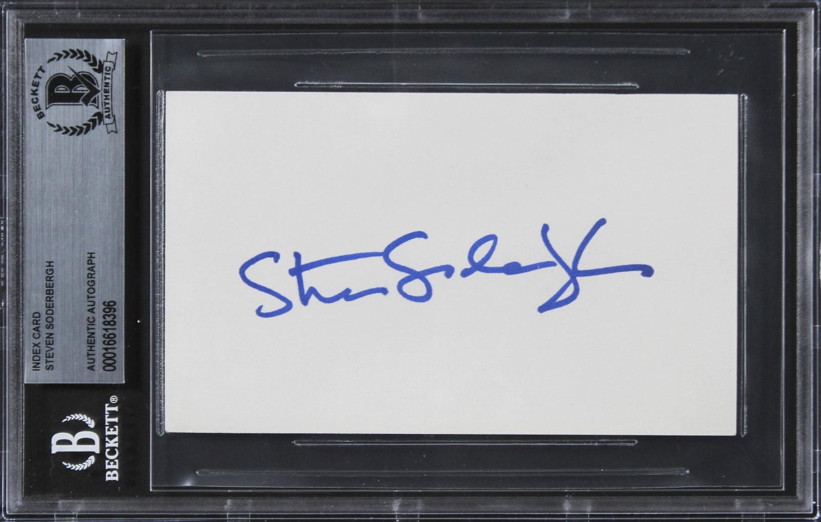 Steven Soderbergh Traffic Authentic Signed 3x5 Index Card BAS Slabbed