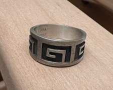 Vintage 925 Sterling Silver Band Greek Key Ring Size 6.25