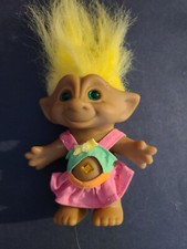Vintage Troll Doll Treasure Troll Ace Novelty Yellow Hair and Diamond