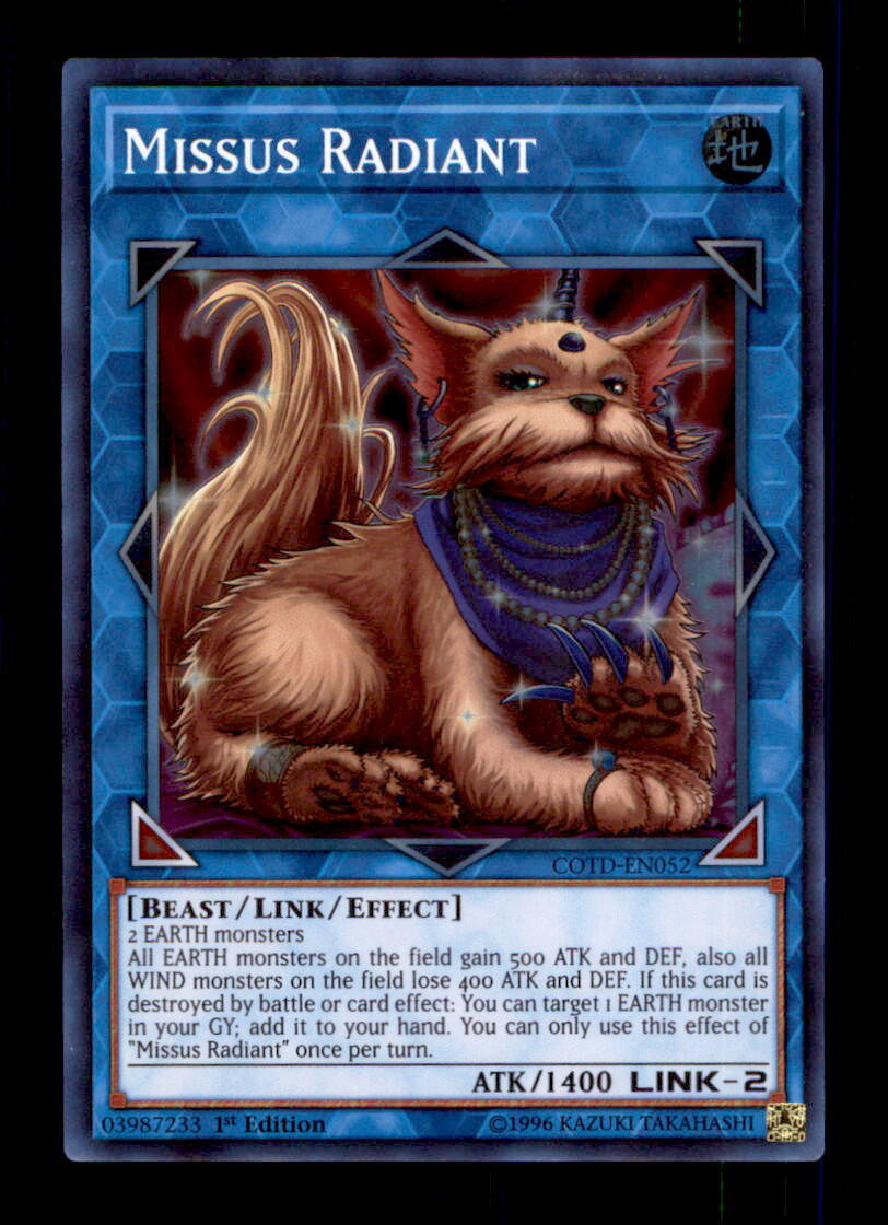 Yugioh COTD-EN052 Missus Radiant 1st Edition Super Rare Link | eBay