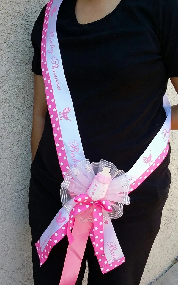 1 faja de baby shower fiesta mamá a ser, rosa/niña, cinta favores, niña, biberón corsé Foto 4 de 4