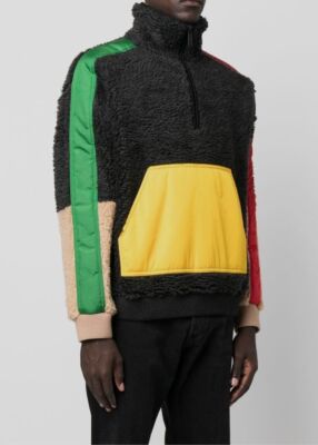 $995 Dsquared2 Men's Black Patch Rain Anorak Sherpa Sweatshirt Sweater Size M