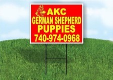AKC GERMAN SHEPHERD 740974 PUPPIES FOR SALE Yard Sign Road with Stand LAWN SIGN