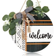 Boho 3D Front Door Wreath Sign 12"x12" , Farmhouse Porch Door Decor Welcome