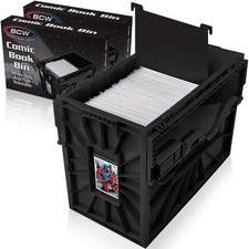 BCW Short Comic Book Bin Holds 150 Comics Stackable Plastic Storage black