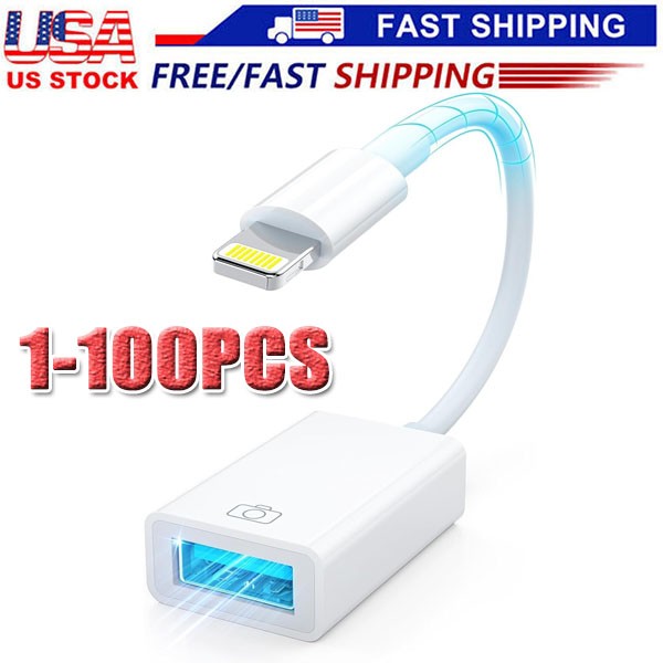To Camera USB Female OTG Connector Adapter Cable For Apple iPhone iPad iPod lot