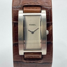 Fossil Womens Tank Watch 22mm Silver Tone Wid...