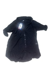 NEW Women's Black LANDS END Roll Sleeve Tunic Swim Cover Up Size M/L