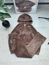 Juicy Couture Velour Rhinestones Logo Y2K Brown track suit woman size S-M
