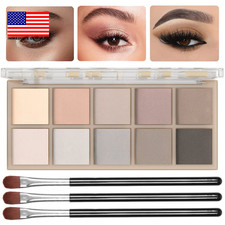 10 Colors Matte Eyeshadow Palette, Gray Taupe Brown Eye Shadow Palettes Nude E