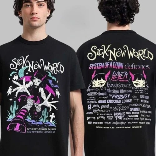 Sick New World Texas 2026 Festival Merch Oct 24 Purple Devil Girl Lineup S-5XL - product listing photo
