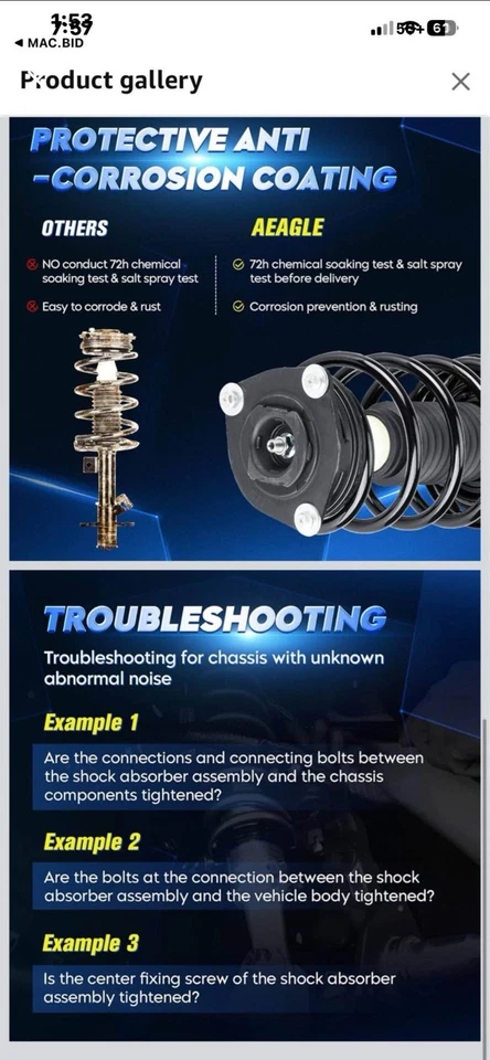 Front Struts 2007-2012 Nissan Sentra.     Open Box - Image 3 of 4