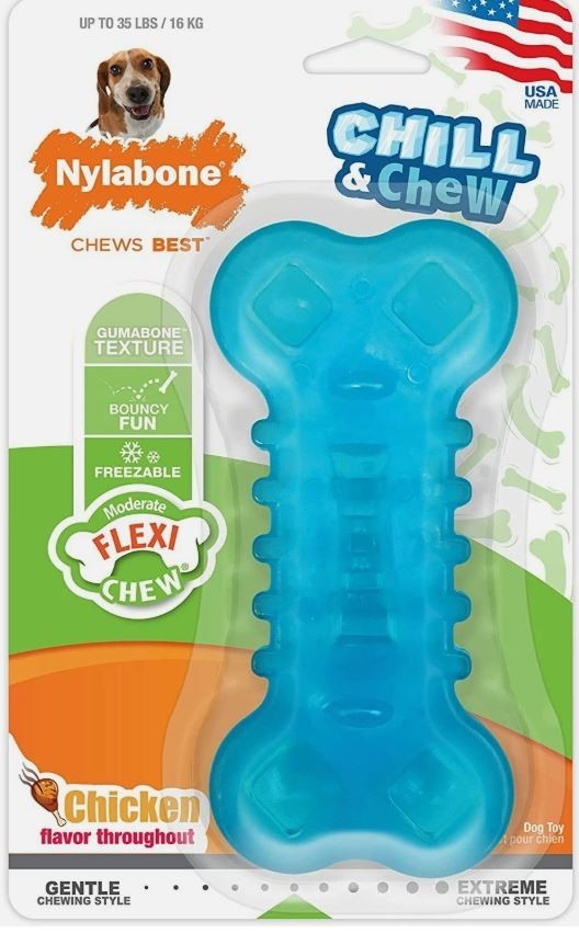 Nylabone Flexi Fun Gummy Chill & Chew Cold  Freezer Dog Bone