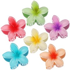 6 Pack Colorful Hawaiian Flower Hair Clips for Summer Beach Vacation