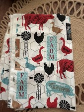 Family Farm Pre-Cut Sewing Fabric 36 x 44-inch Chicken Ducks Pigs Cow Windmill
