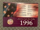 1996 US Silver Eagle Painted Sealed Key Date Original COA Bullion 1 Troy Ounce