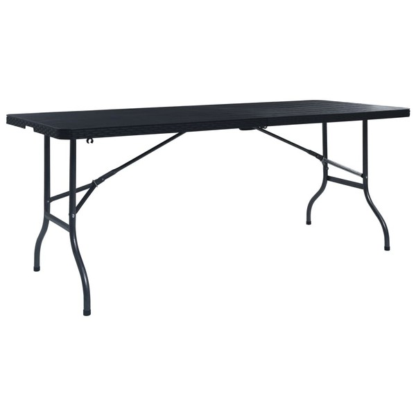 Gartentisch Klappbar Schwarz 180×75×72 Cm Hdpe Rattan-Optik-image