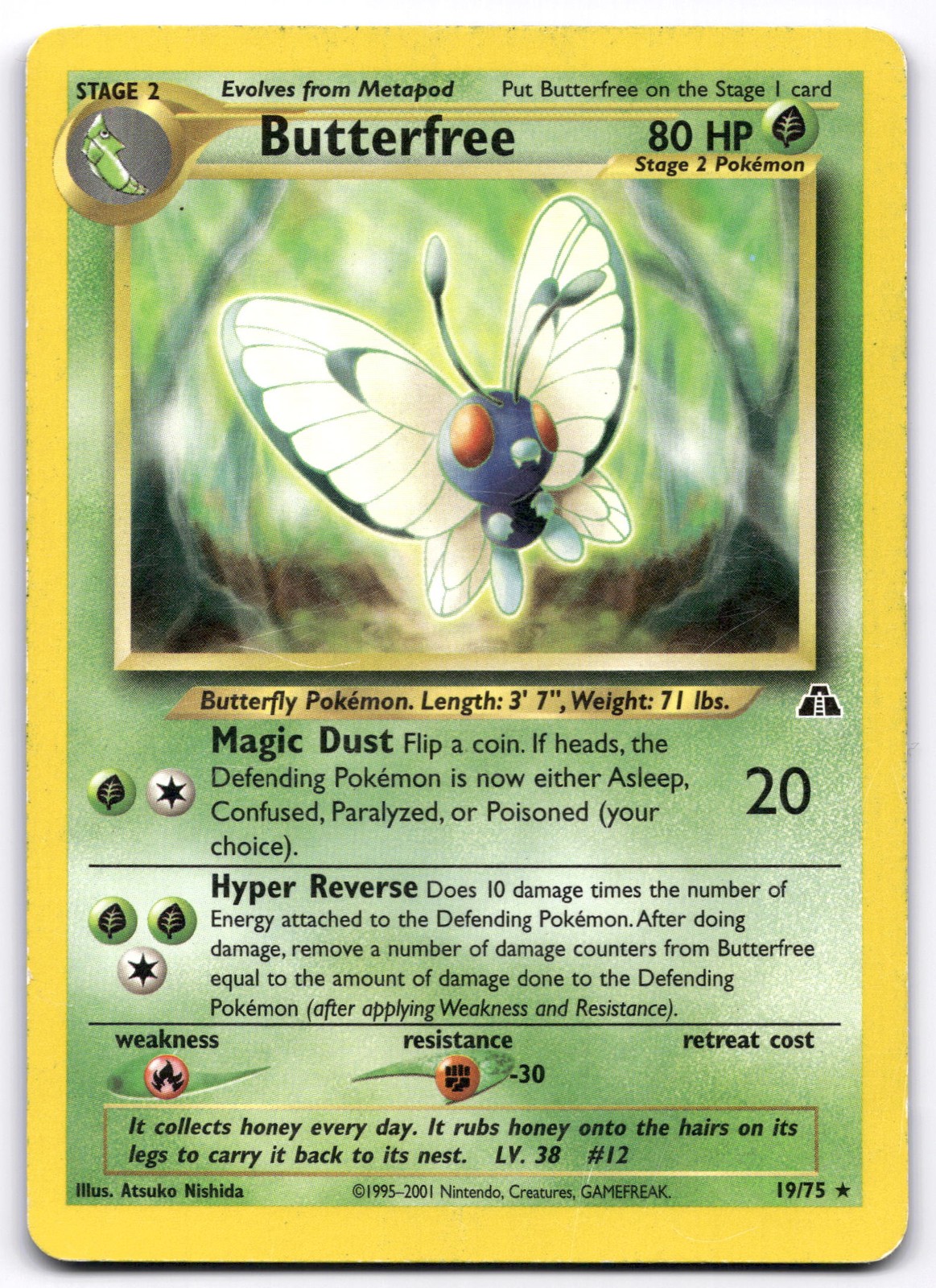 Butterfree 19/75 Neo Discovery Pokemon Card Vintage WOTC | MP