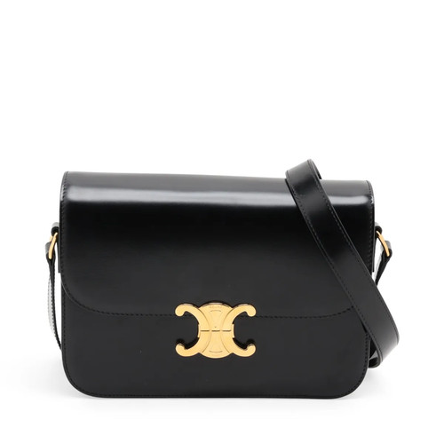 Celine Triomphe Classic Leather Shoulder bag Black