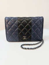 Chanel Bicolor Black and Navy Quilted Lambskin Wallet on Chain (WOC)