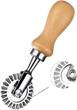 Ravioli Cutter Stamps with Roller Wheel Round Mold with Wooden Handle,Manual