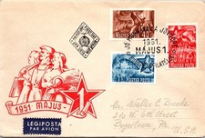 GOLDPATH: Hungary cover 1951 to USA first day airmail CV899_P21