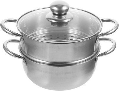 Cabilock 2 Etagen Edelstahl Dampf Topf Glasdeckel 18 cm klein Lebensmittel UVP 21£