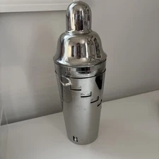Pottery Barn Stainless Steel Cocktail Shaker With “Twist A Recipe” Feature