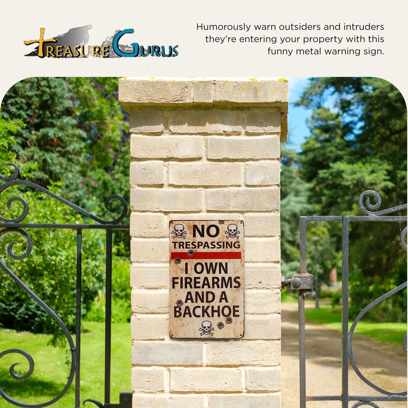 Metal No Trespassing Sign Funny Private Property Man Cave, Garage, Wall Decor