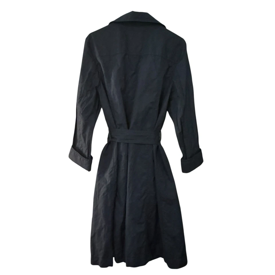 Gabardina larga para mujer Jill talla L azul oscuro bolsillos lazo cintura ligera Foto 2 de 4