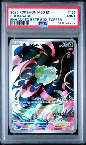 2025 POKEMON MEG EN-MEGA EVOLUTION ENHANCED BOOSTER BOX TOPPER BULBASAUR PSA 9