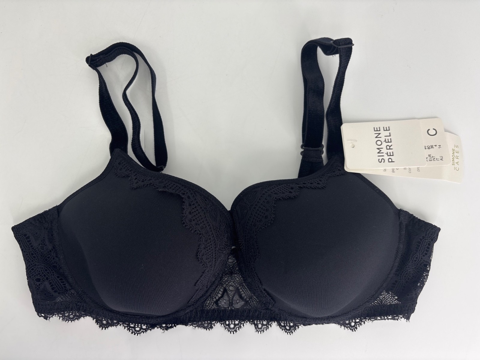 Simone Perele Escale 3d Plunge T-Shirt Underwire Lace Trim Bra Black 36C  NEW