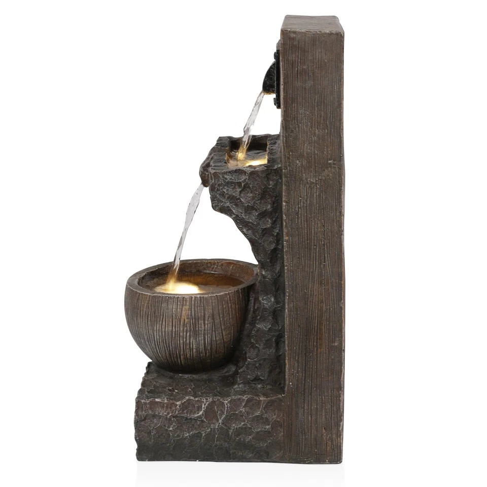 Fonte de água de 3 camadas com luzes LED para decoração de jardim interno e externo - Imagem 4 de 4