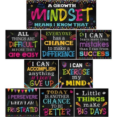 9 Pcs Growth Mindset Posters Inspirational Quote Classroom Poster for School