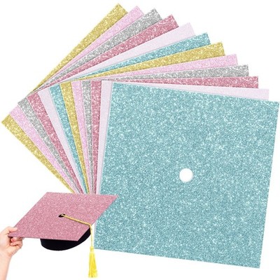 Gersoniel 12 Sheets Glitter Construction Paper for Graduation Cap Decoration ...