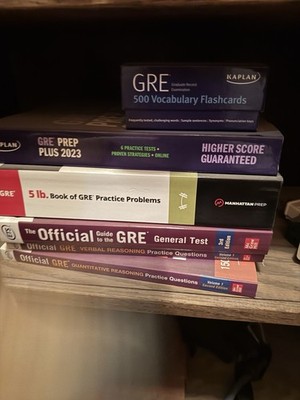Kaplan & Manhattan Prep GRE Book Lot: Prep Plus 2023 + 500 Vocab Flashcards